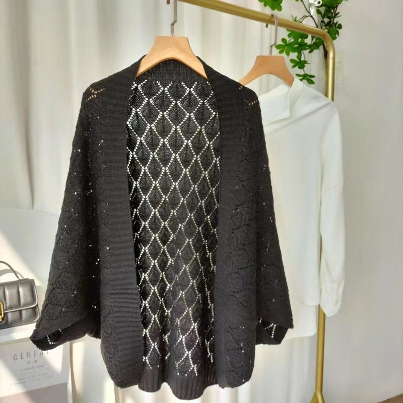 Women's Diamond Hollow Out Knitting Versatile Short Shawl