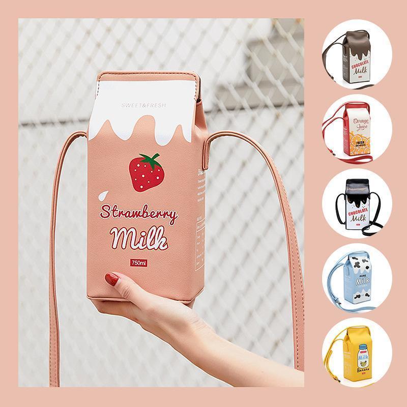 Lifepigment™ Cute Milk Box Crossbody Bag / Casual Phone Purse