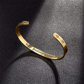 Inner Engraved Inspirational Cuff Bracelet Bangle