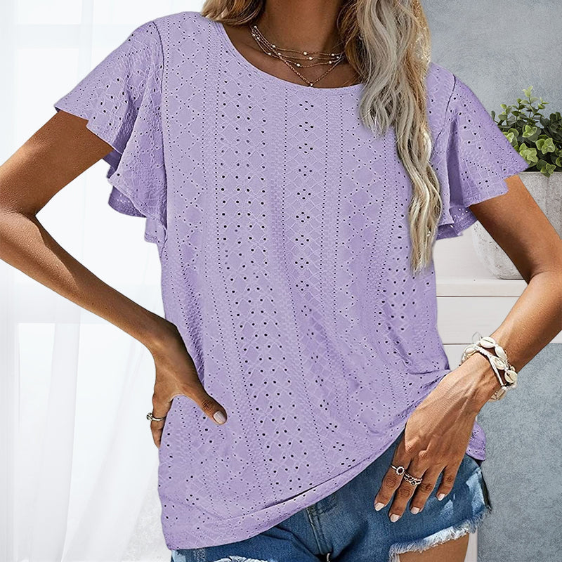T-Shirt With Ruffle Sleeves
