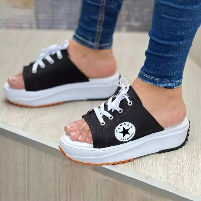 Breathable Canvas Casual Fishmouth Sandals